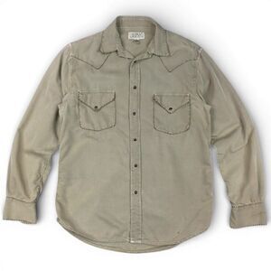 Ryan Michael Silk Cotton Western Pearl Snap Shirt Mens M Sage Green Rodeo Cowboy